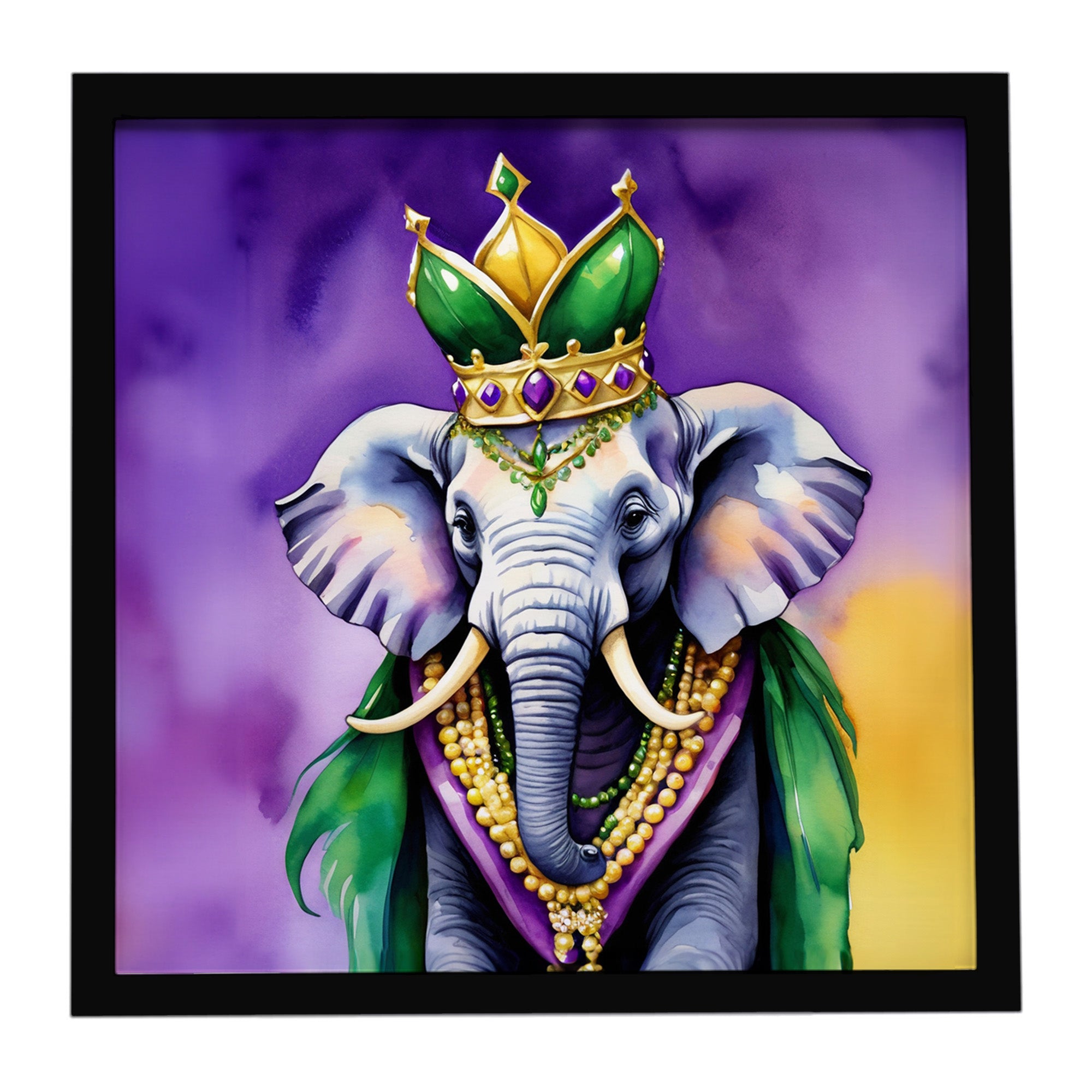 Caroline's Treasures Elephant King of Mardi Gras Framed Metal Print