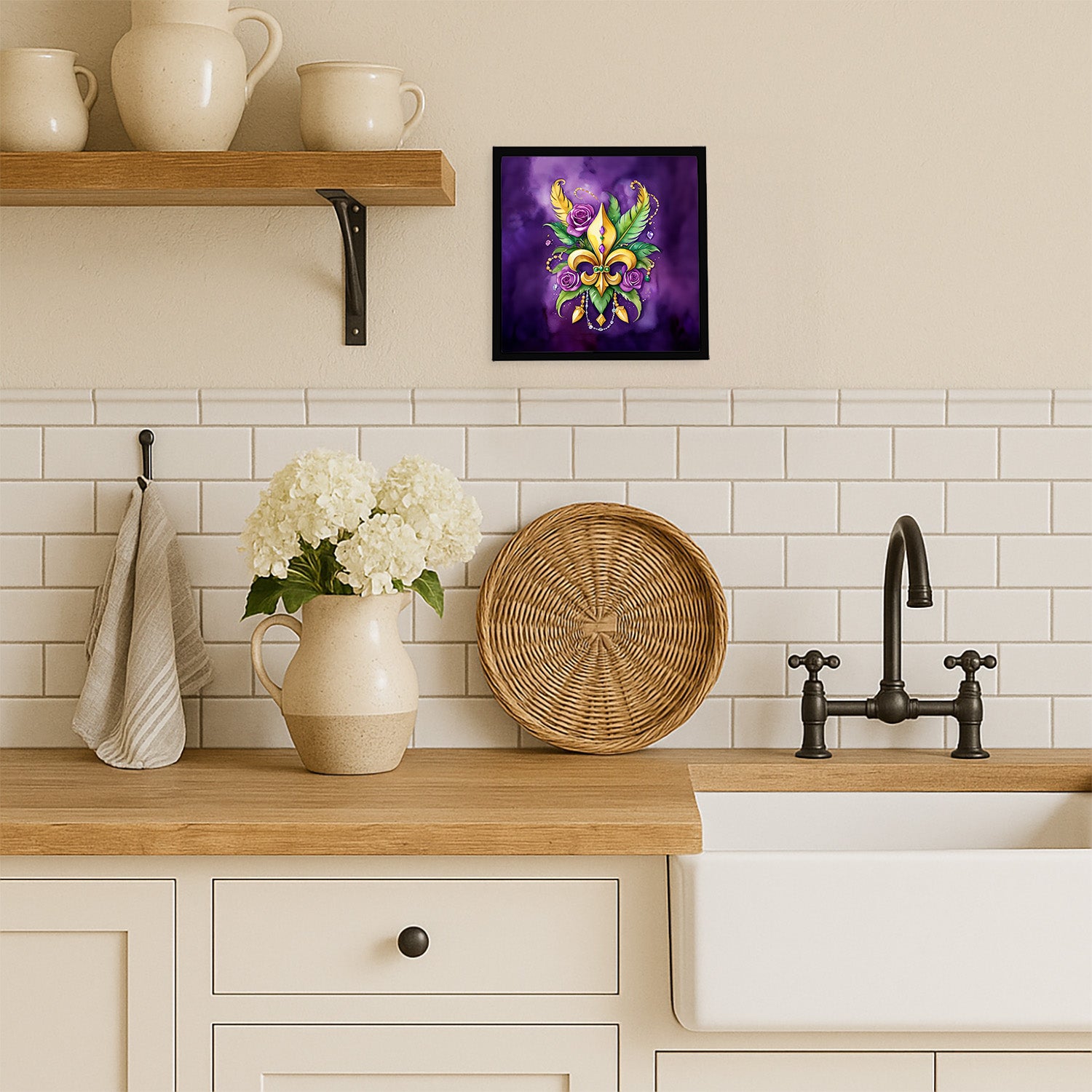 Caroline's Treasures Fleur de lis Mardi Gras Framed Metal Print