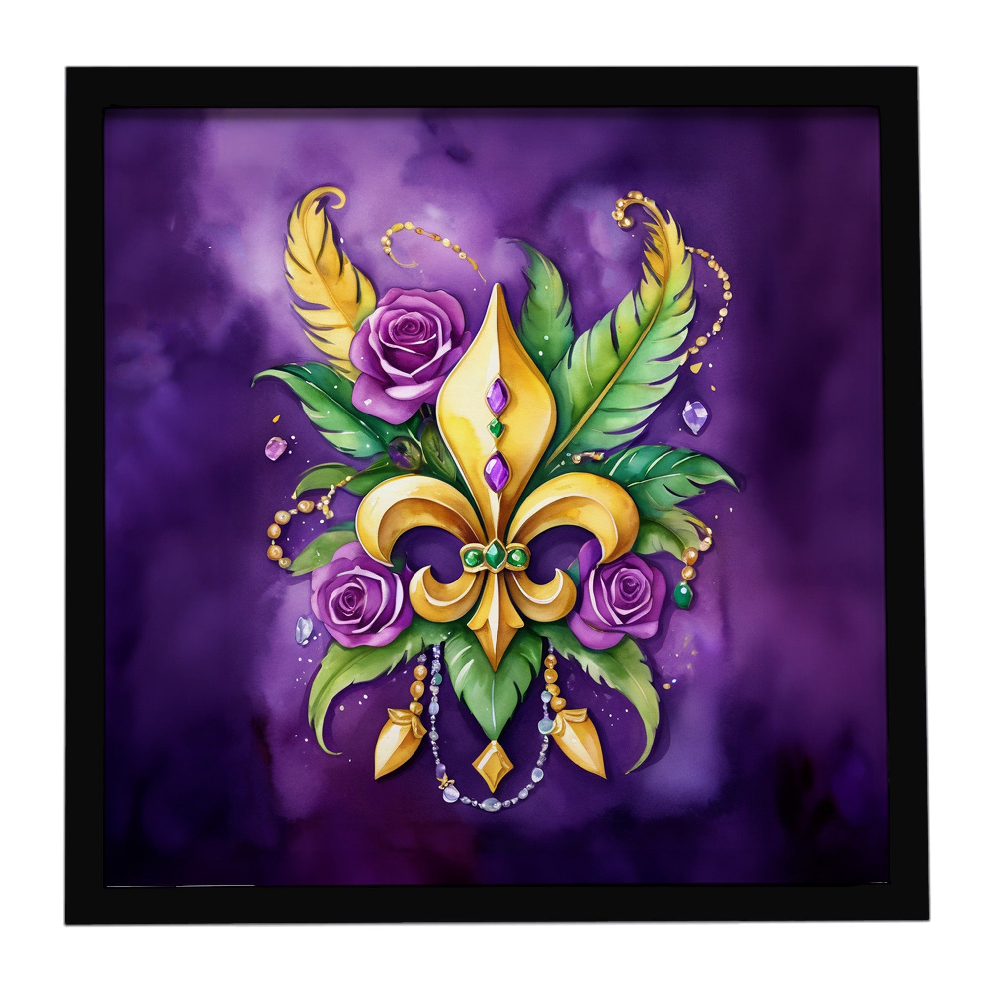 Caroline's Treasures Fleur de lis Mardi Gras Framed Metal Print