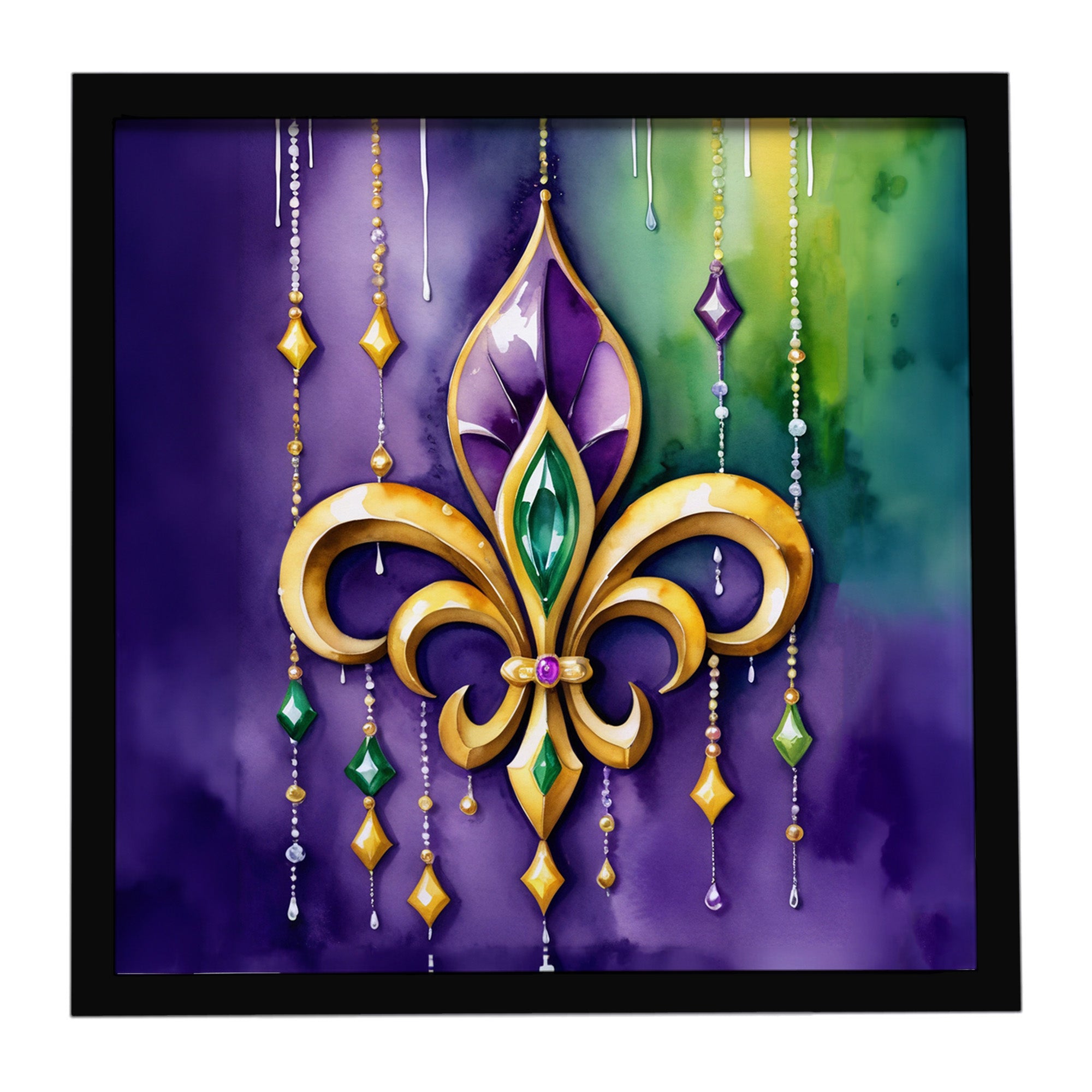 Caroline's Treasures Fleur de lis Mardi Gras Framed Metal Print