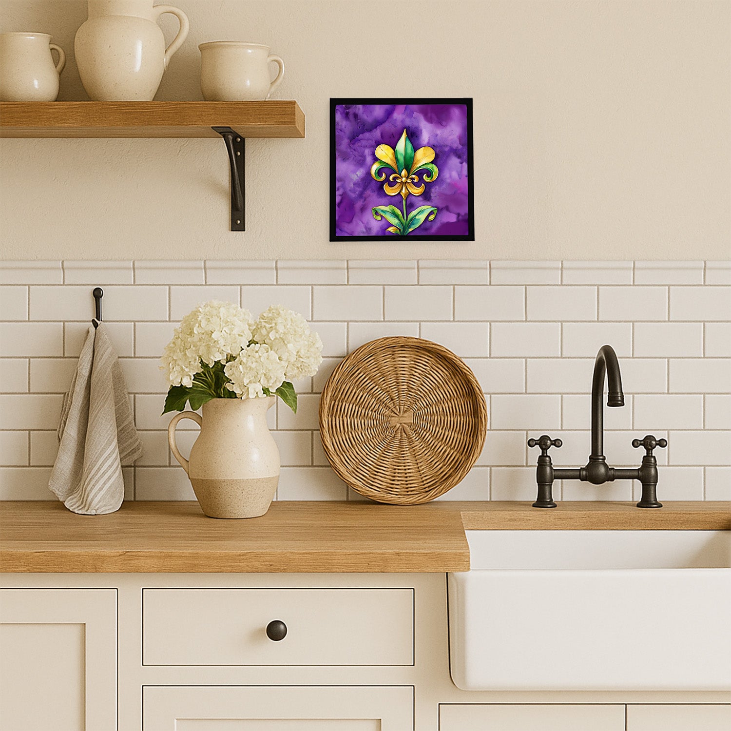 Caroline's Treasures Fleur de lis Mardi Gras Framed Metal Print