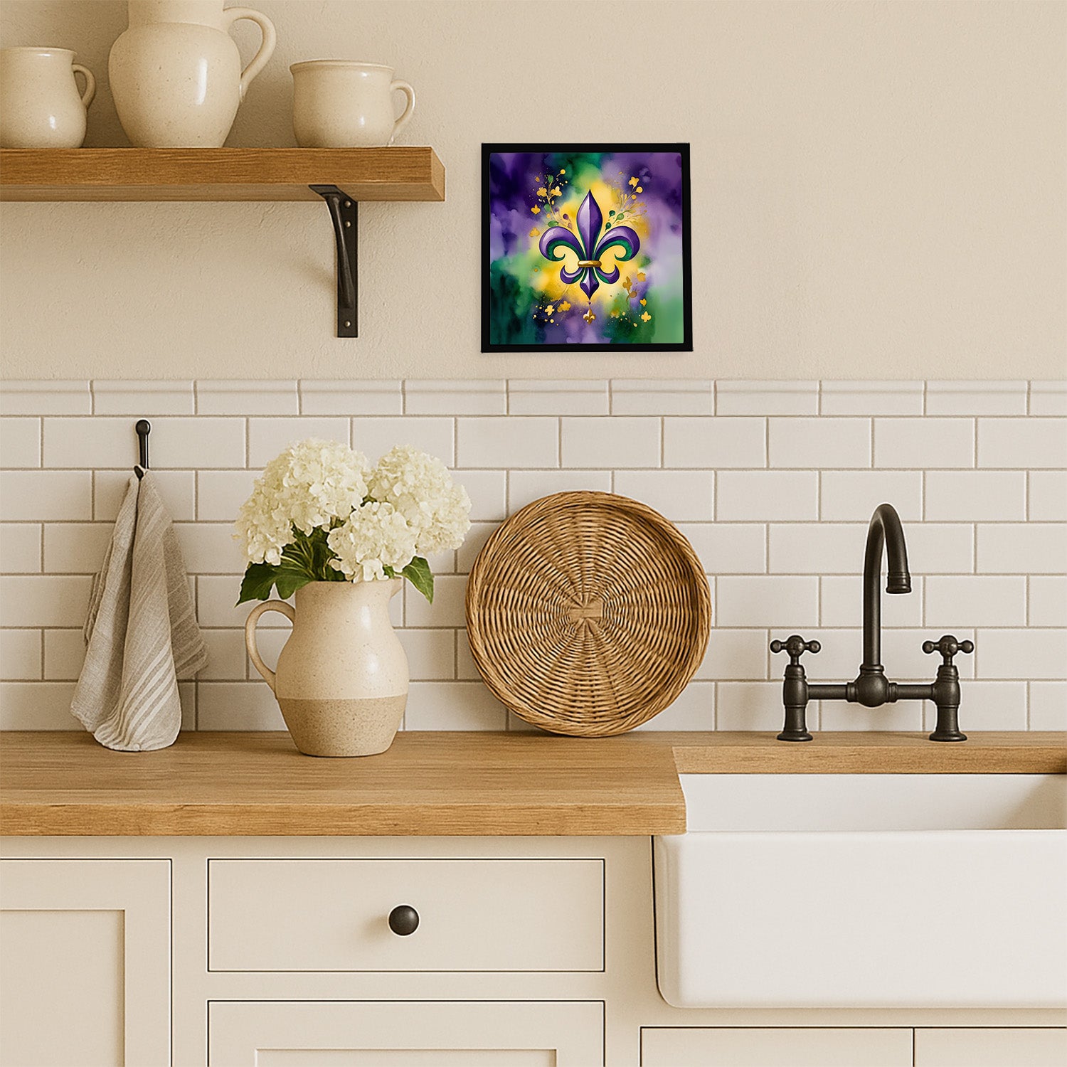 Caroline's Treasures Fleur de lis Mardi Gras Framed Metal Print