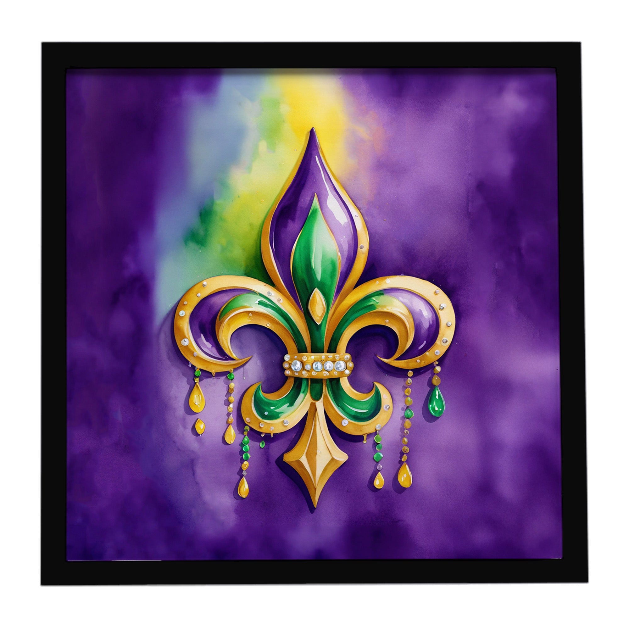 Caroline's Treasures Fleur de lis Mardi Gras Framed Metal Print