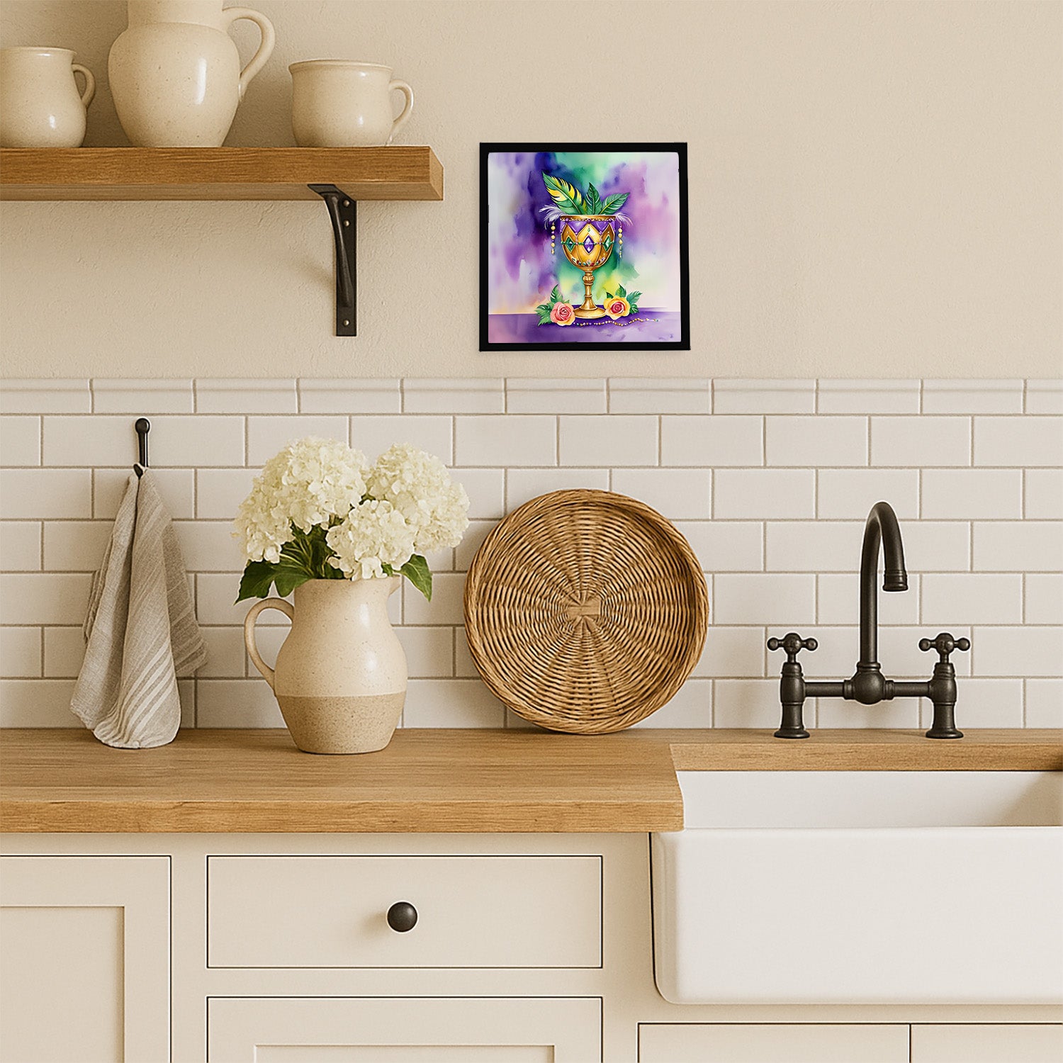 Caroline's Treasures Goblet Mardi Gras Framed Metal Print