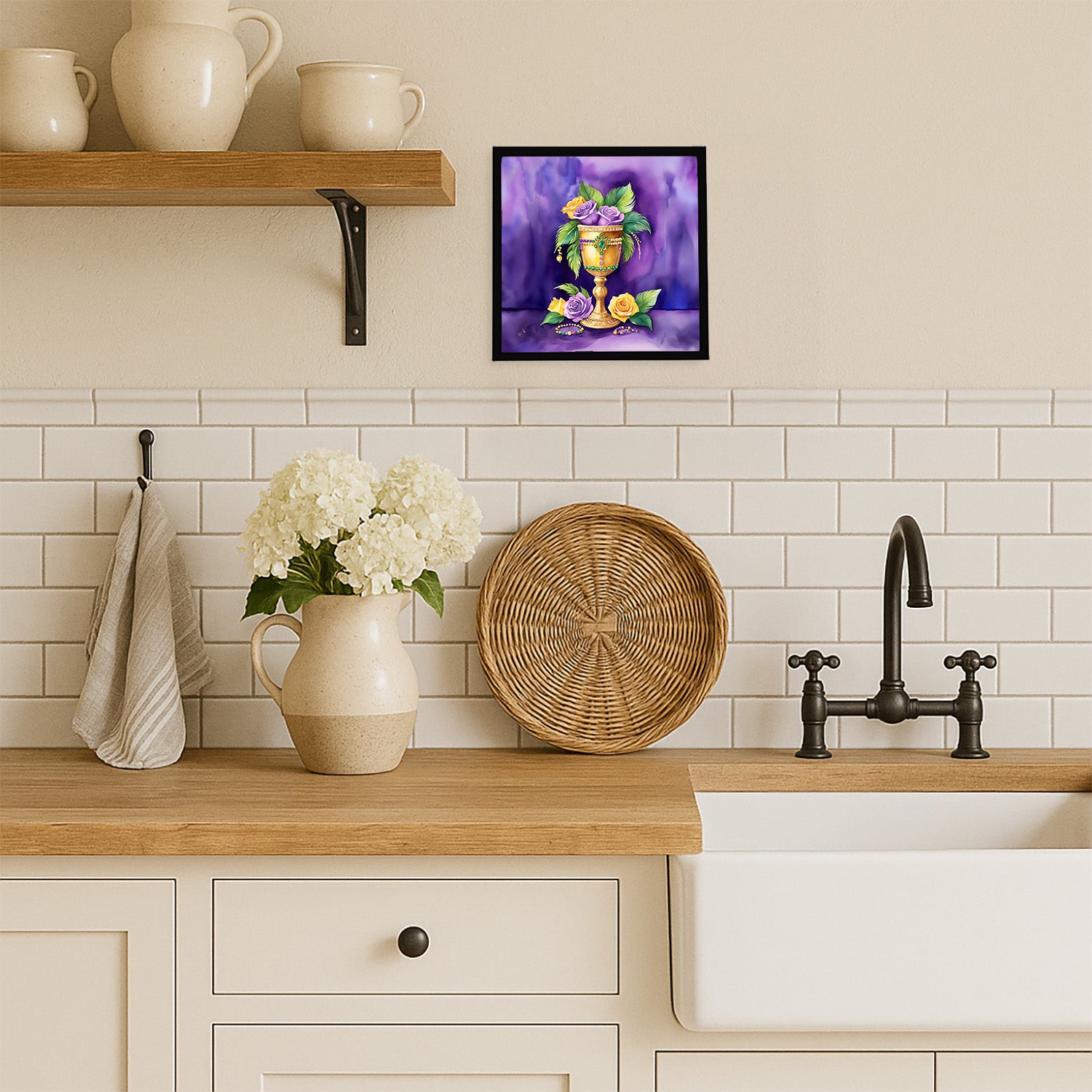 Caroline's Treasures Goblet Mardi Gras Framed Metal Print