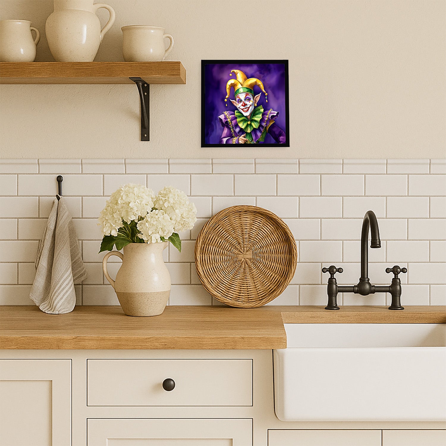 Caroline's Treasures Jester Mardi Gras Framed Metal Print