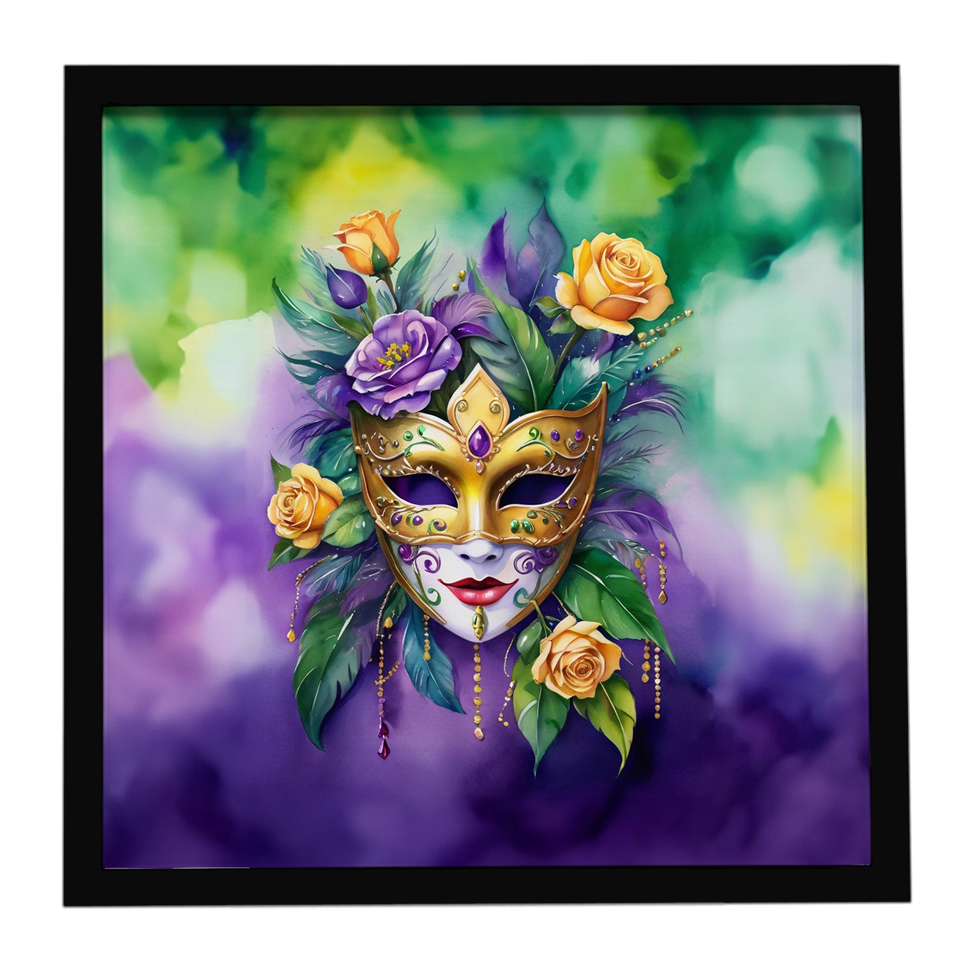 Caroline's Treasures Mask Mardi Gras Framed Metal Print
