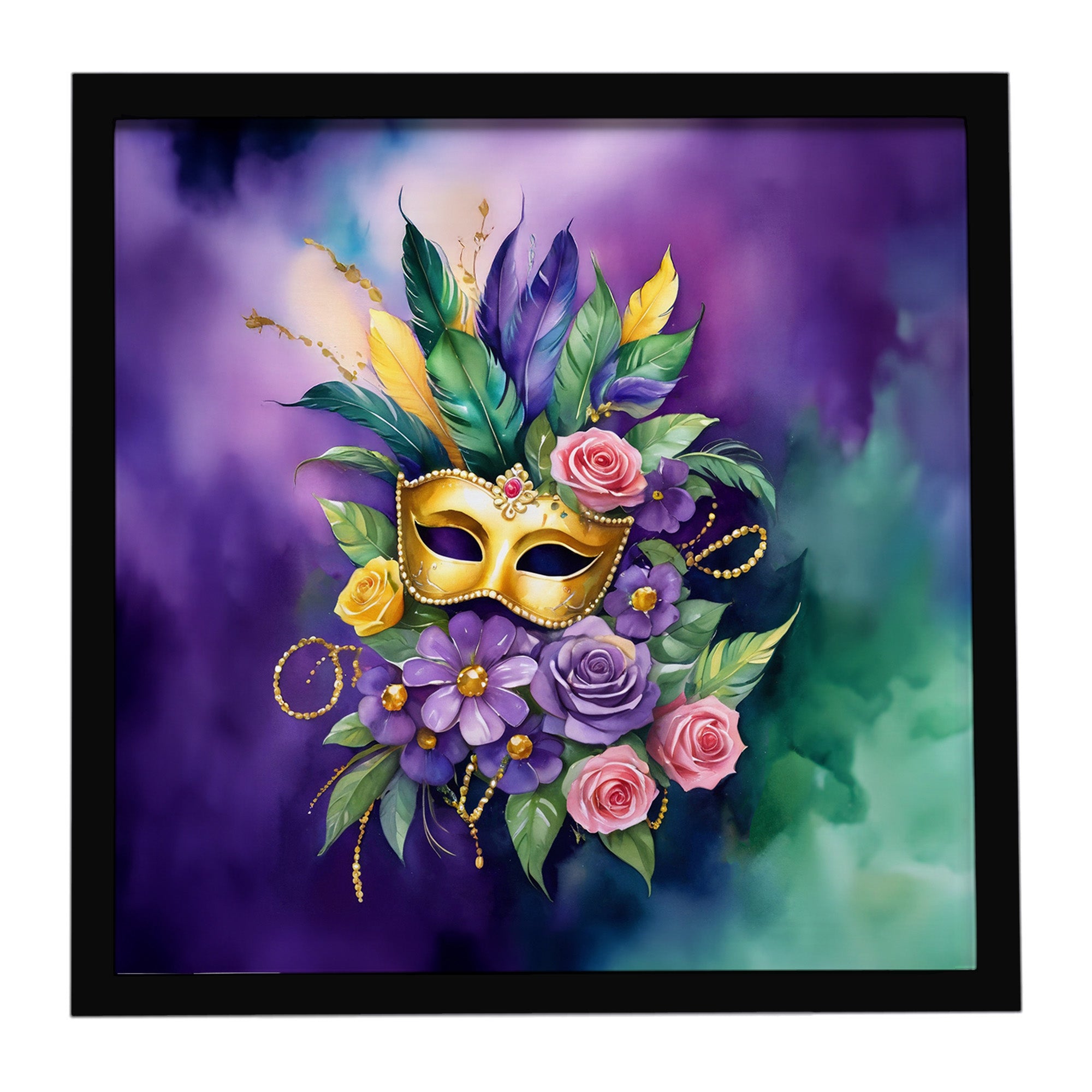 Caroline's Treasures Mask Mardi Gras Framed Metal Print