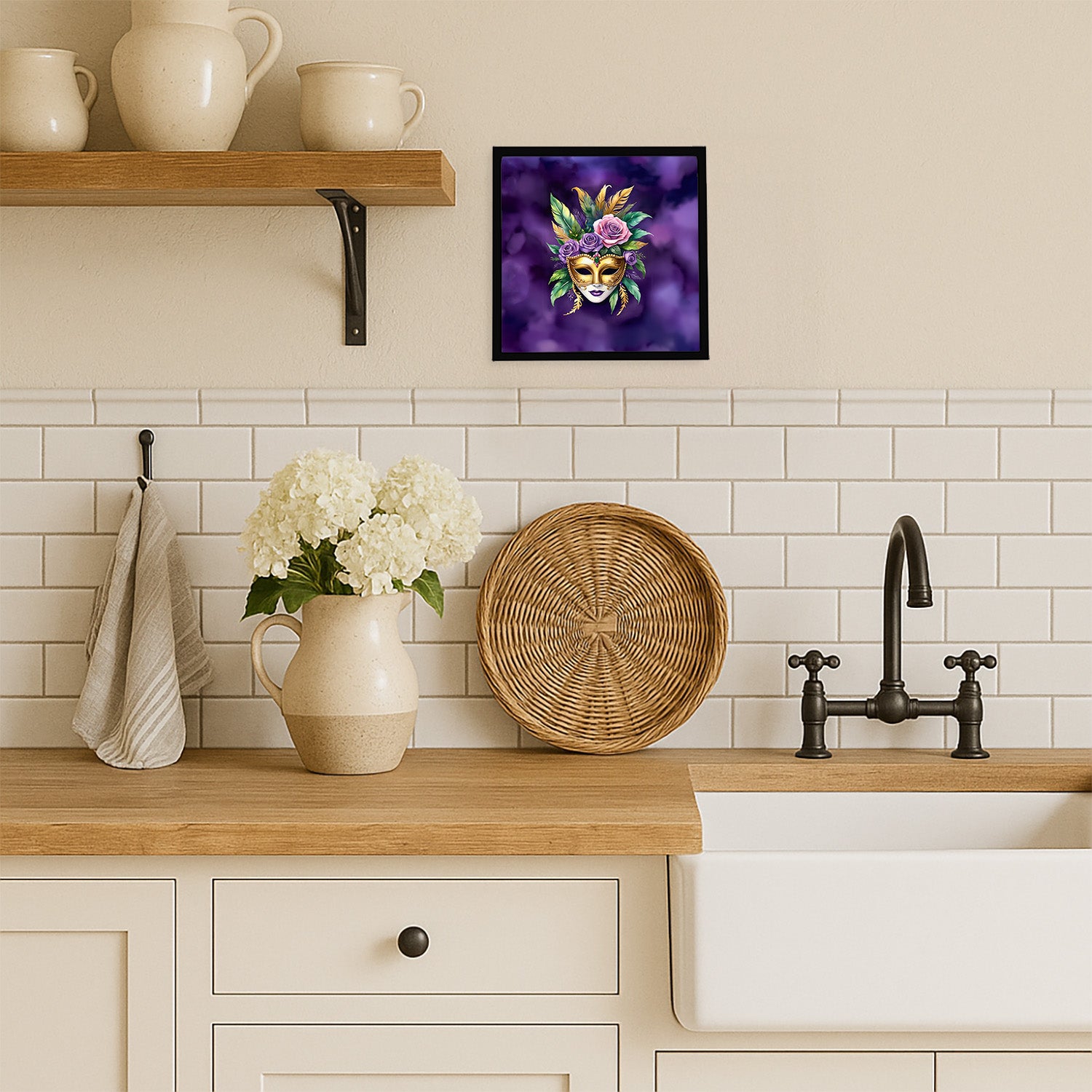 Caroline's Treasures Mask Mardi Gras Framed Metal Print