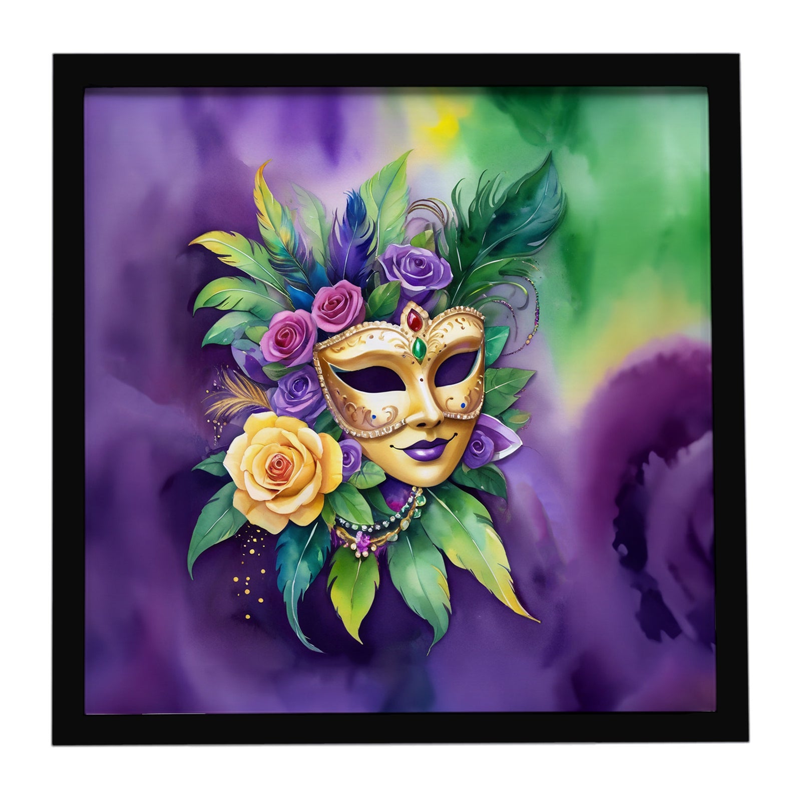 Caroline's Treasures Mask Mardi Gras Framed Metal Print