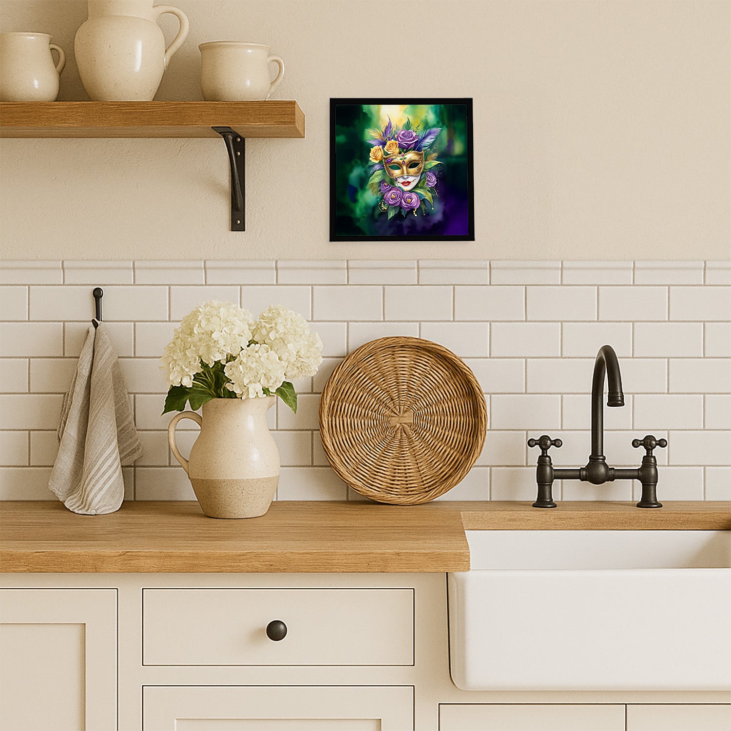 Caroline's Treasures Mask Mardi Gras Framed Metal Print