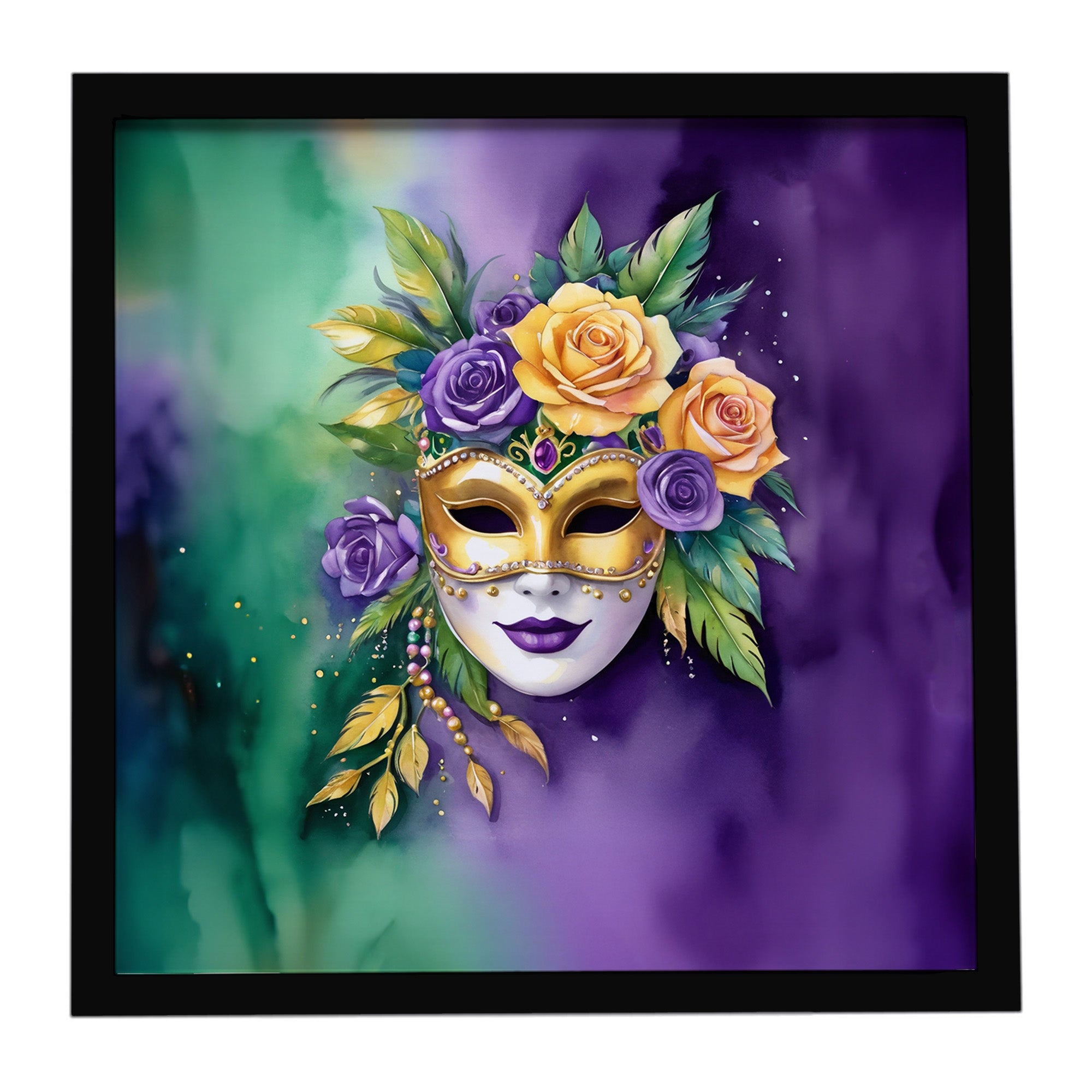 Caroline's Treasures Mask Mardi Gras Framed Metal Print