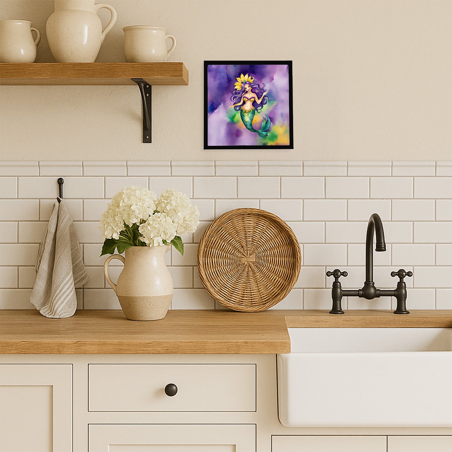 Caroline's Treasures Mermaid Mardi Gras Framed Metal Print