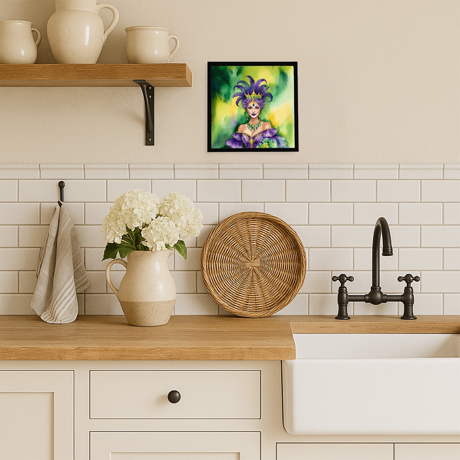 Caroline's Treasures Queen of Mardi Gras Framed Metal Print