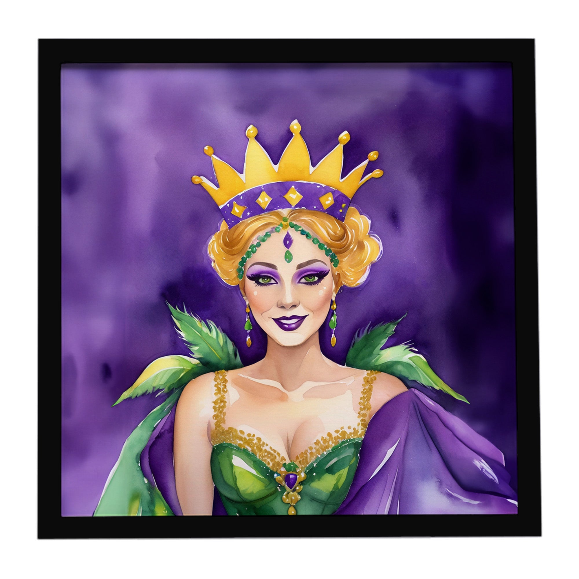 Caroline's Treasures Queen of Mardi Gras Framed Metal Print