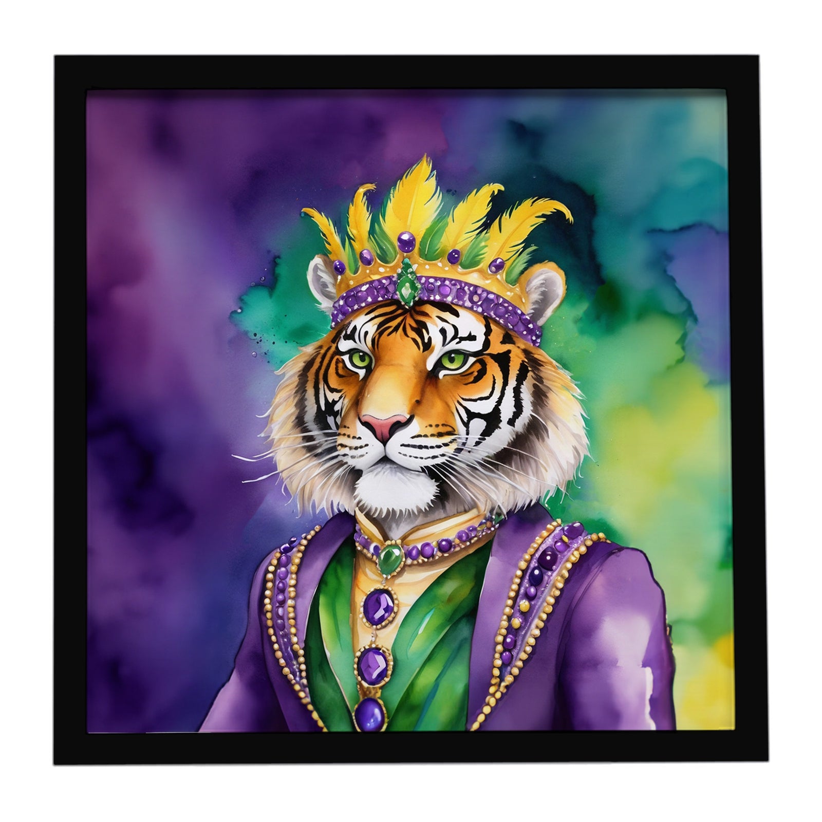 Caroline's Treasures Tiger the King of Mardi Gras Framed Metal Print