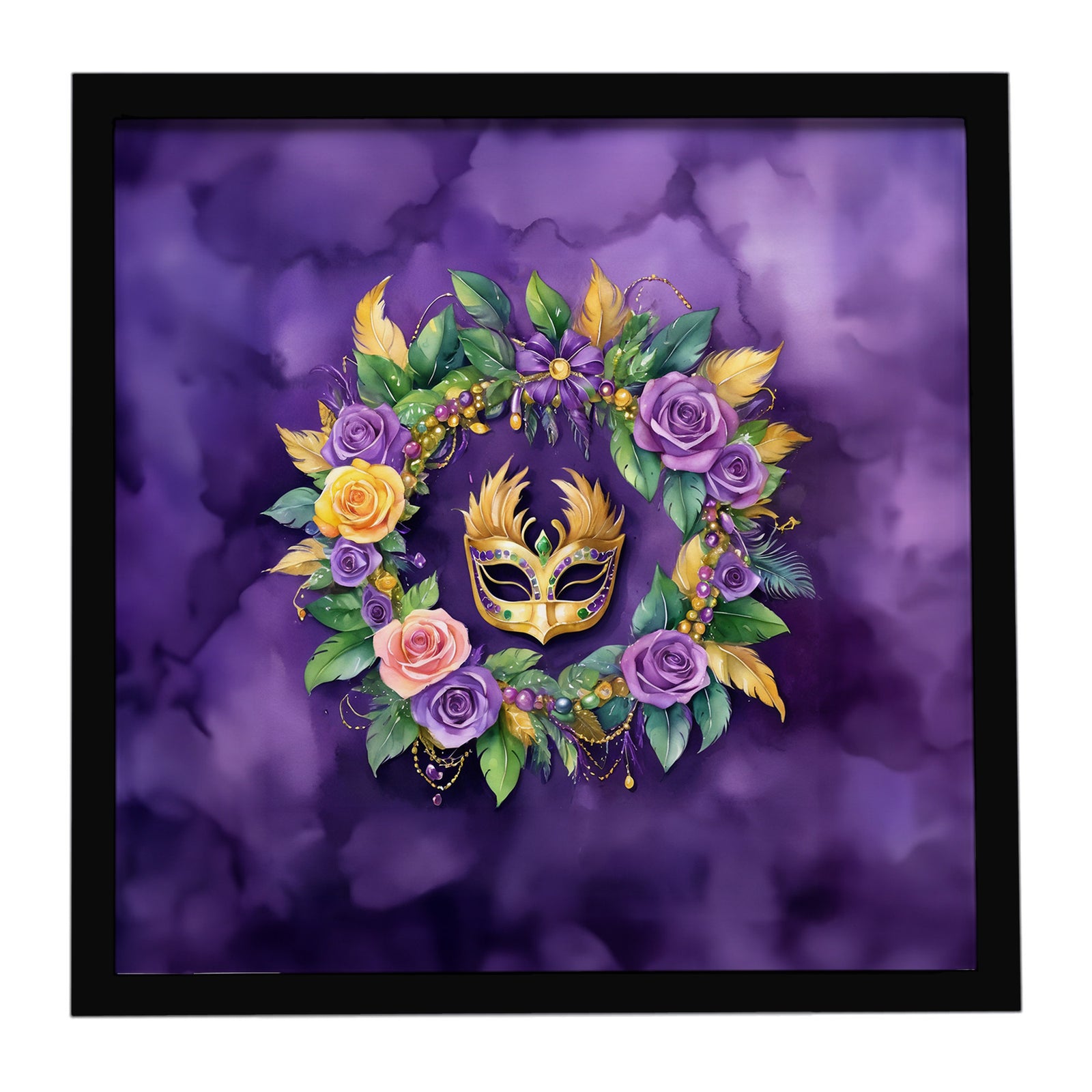 Caroline's Treasures Wreath Mardi Gras Framed Metal Print