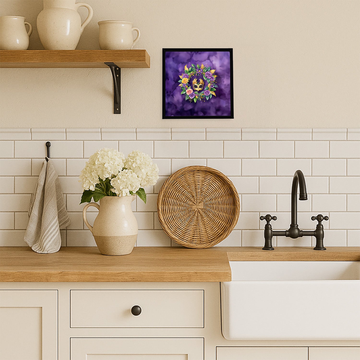 Caroline's Treasures Wreath Mardi Gras Framed Metal Print