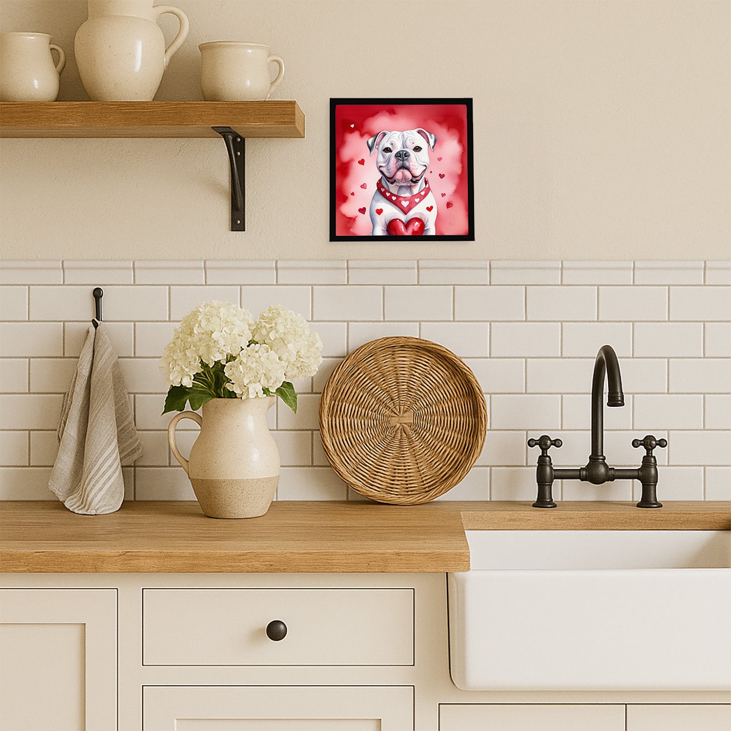 Caroline's Treasures American Bulldog My Valentine Framed Metal Print