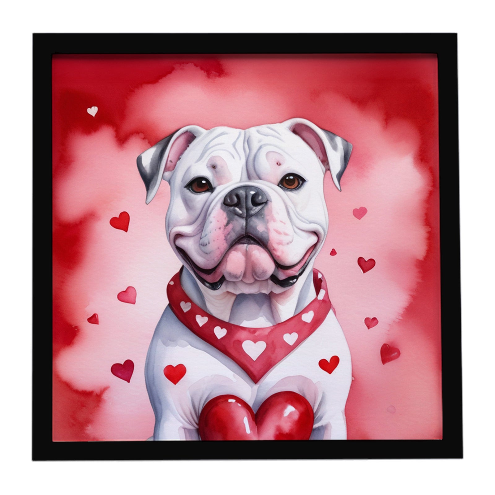 Caroline's Treasures American Bulldog My Valentine Framed Metal Print