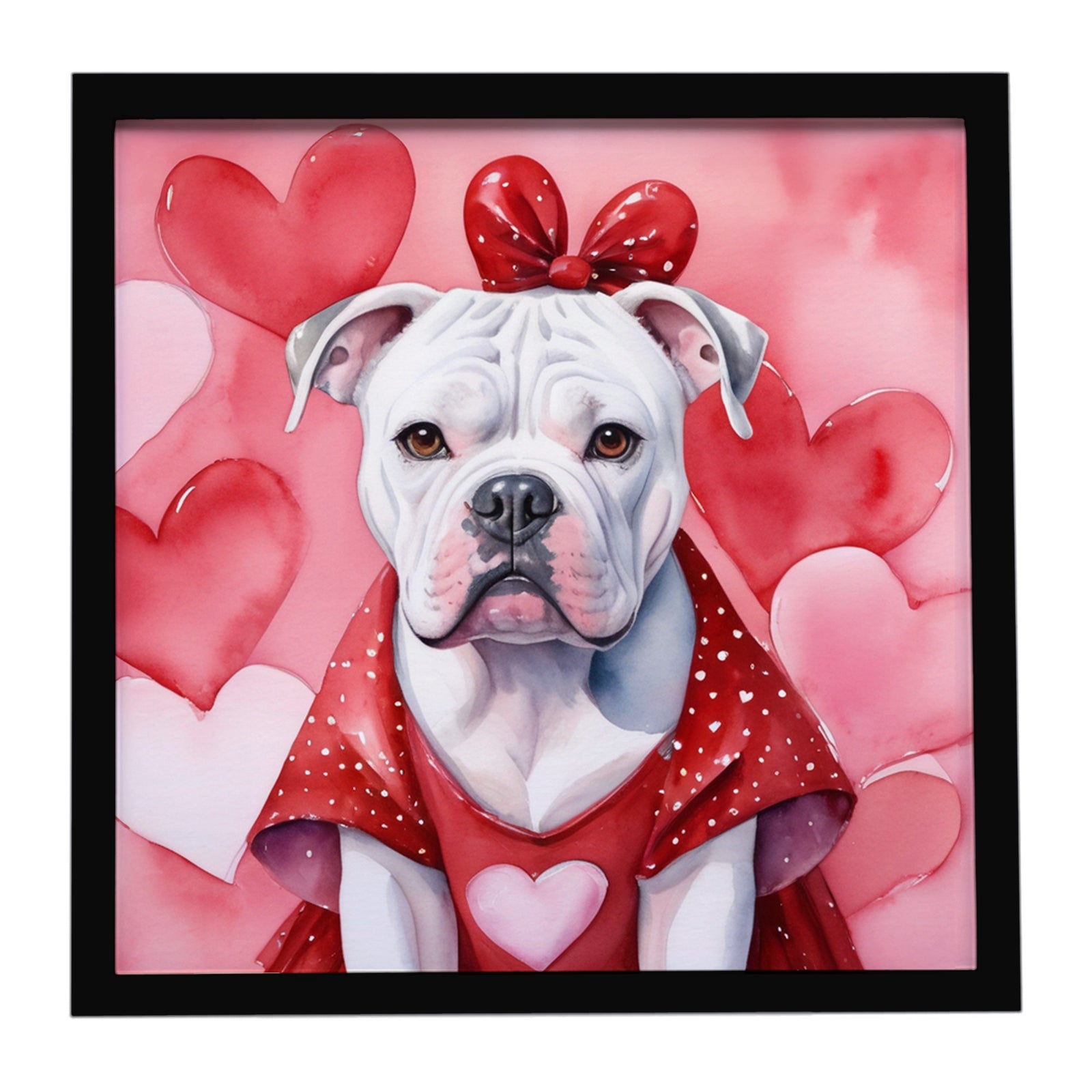 Caroline's Treasures American Bulldog My Valentine Framed Metal Print