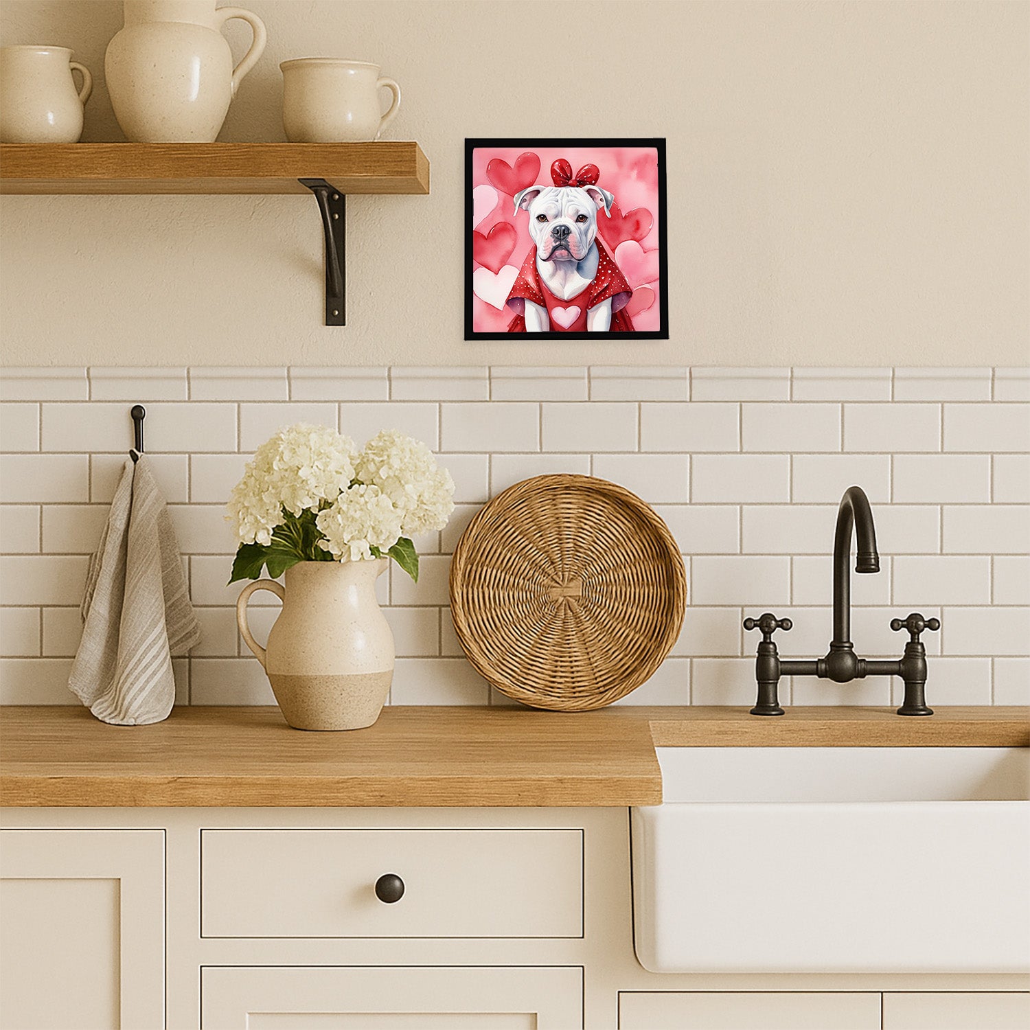 Caroline's Treasures American Bulldog My Valentine Framed Metal Print