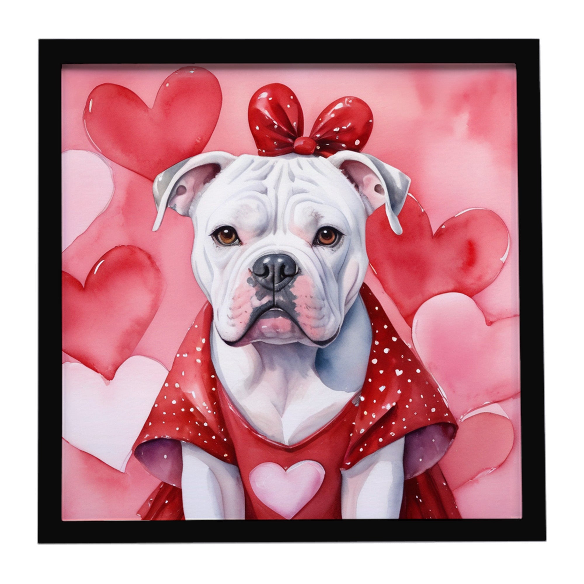 Caroline's Treasures American Bulldog My Valentine Framed Metal Print