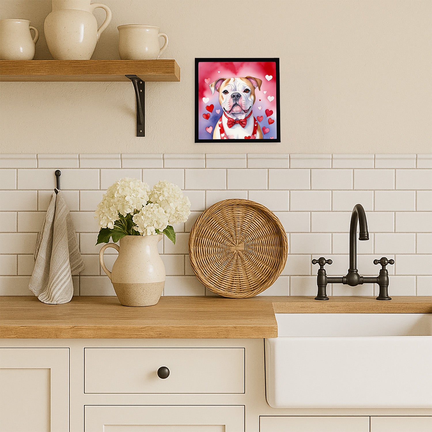 Caroline's Treasures American Bulldog My Valentine Framed Metal Print