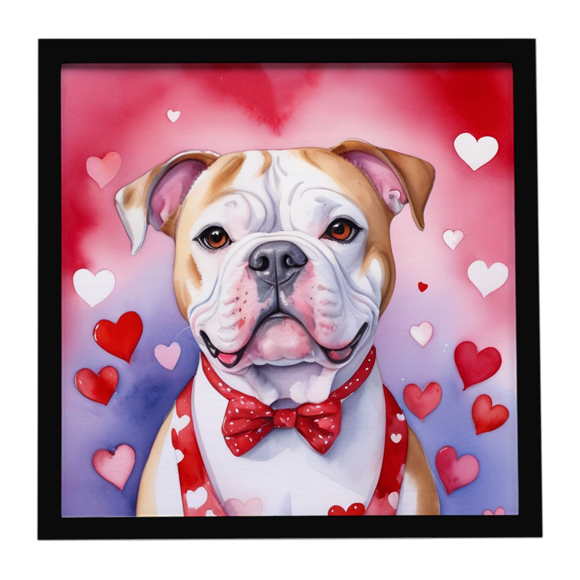 Caroline's Treasures American Bulldog My Valentine Framed Metal Print