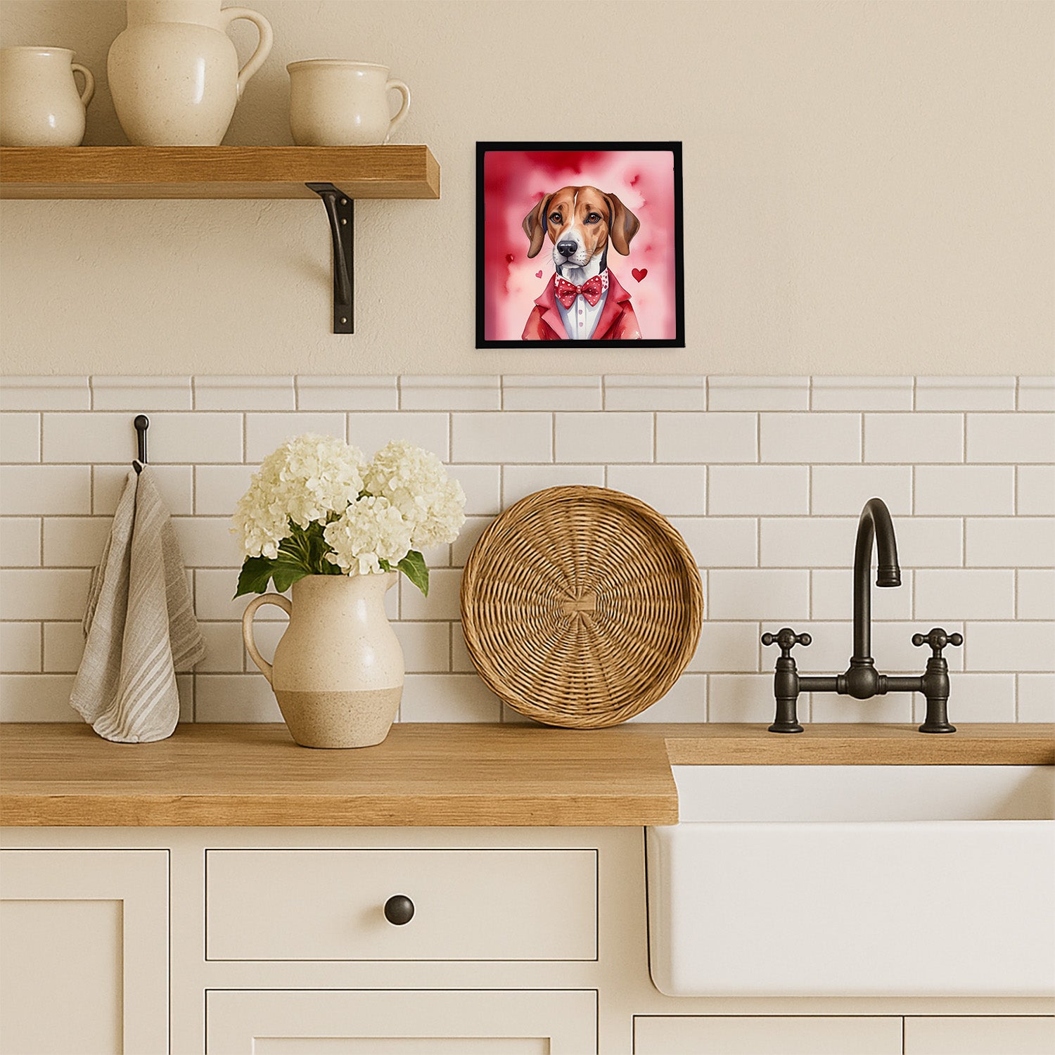 Caroline's Treasures English Foxhound My Valentine Framed Metal Print