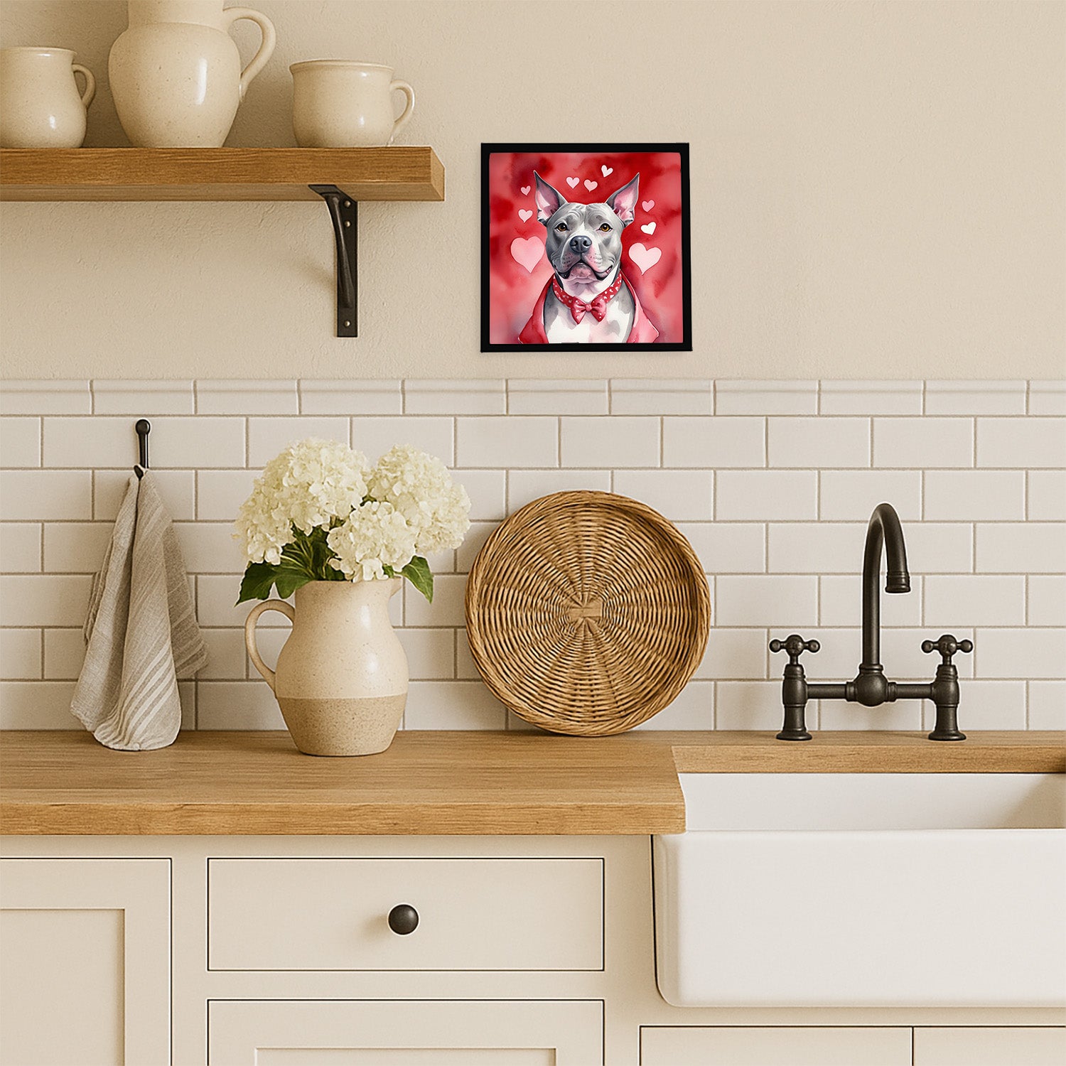 Caroline's Treasures Pit Bull Terrier My Valentine Framed Metal Print