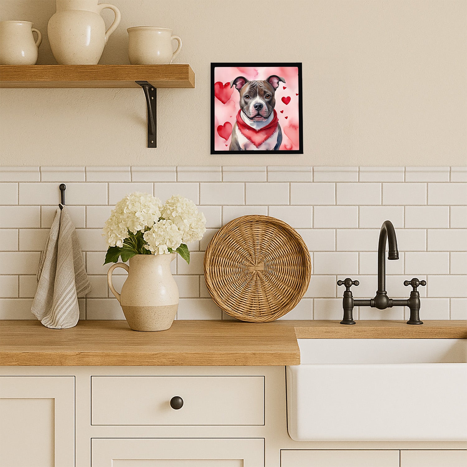 Caroline's Treasures Staffordshire Bull Terrier My Valentine Framed Metal Print