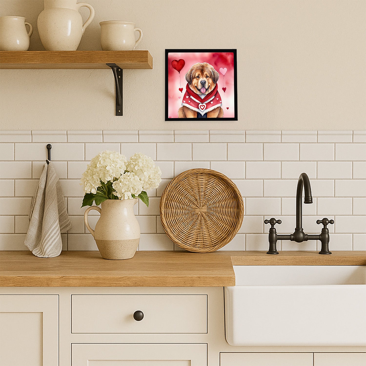 Caroline's Treasures Tibetan Mastiff My Valentine Framed Metal Print