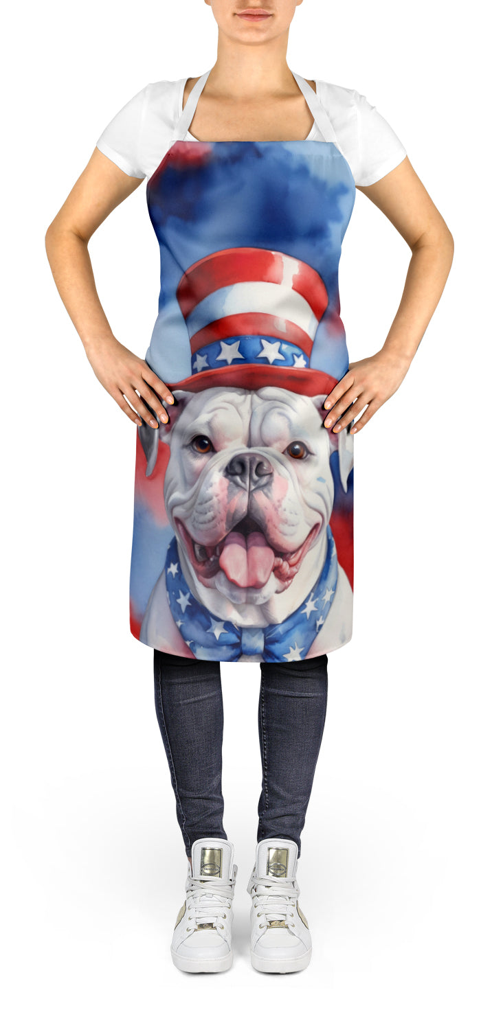Caroline's Treasures American Bulldog Patriotic American Apron – Artist-Designed Kitchen, BBQ & Craft Apron