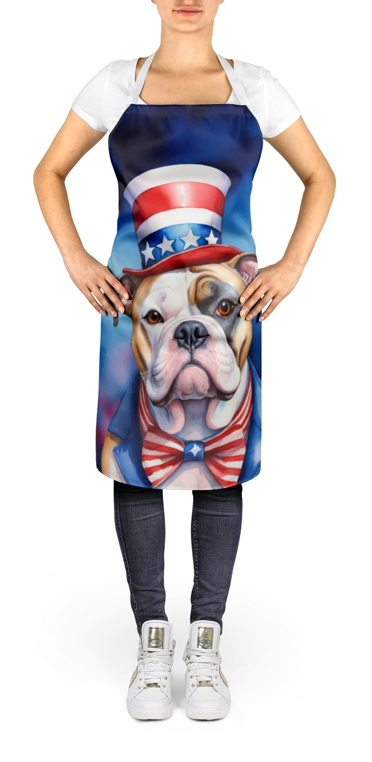 Caroline's Treasures American Bulldog Patriotic American Apron – Artist-Designed Kitchen, BBQ & Craft Apron
