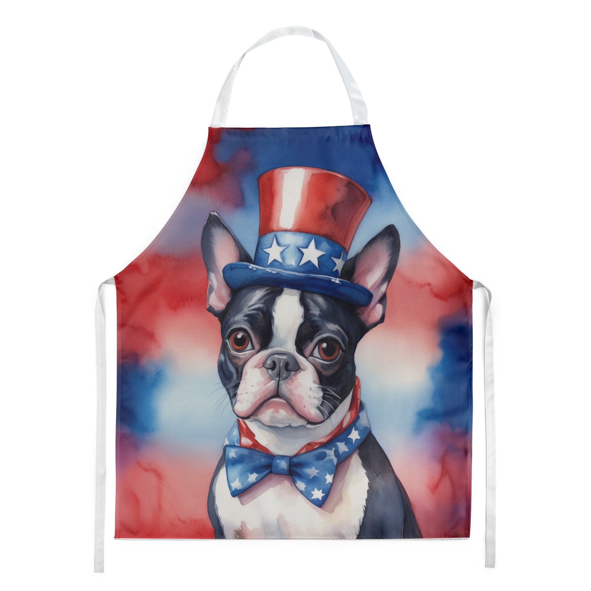 Caroline's Treasures Boston Terrier Patriotic American Apron – Artist-Designed Kitchen, BBQ & Craft Apron
