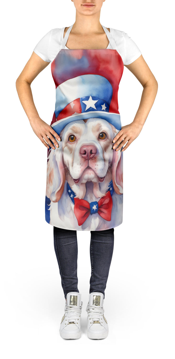 Caroline's Treasures Clumber Spaniel Patriotic American Apron – Artist-Designed Kitchen, BBQ & Craft Apron