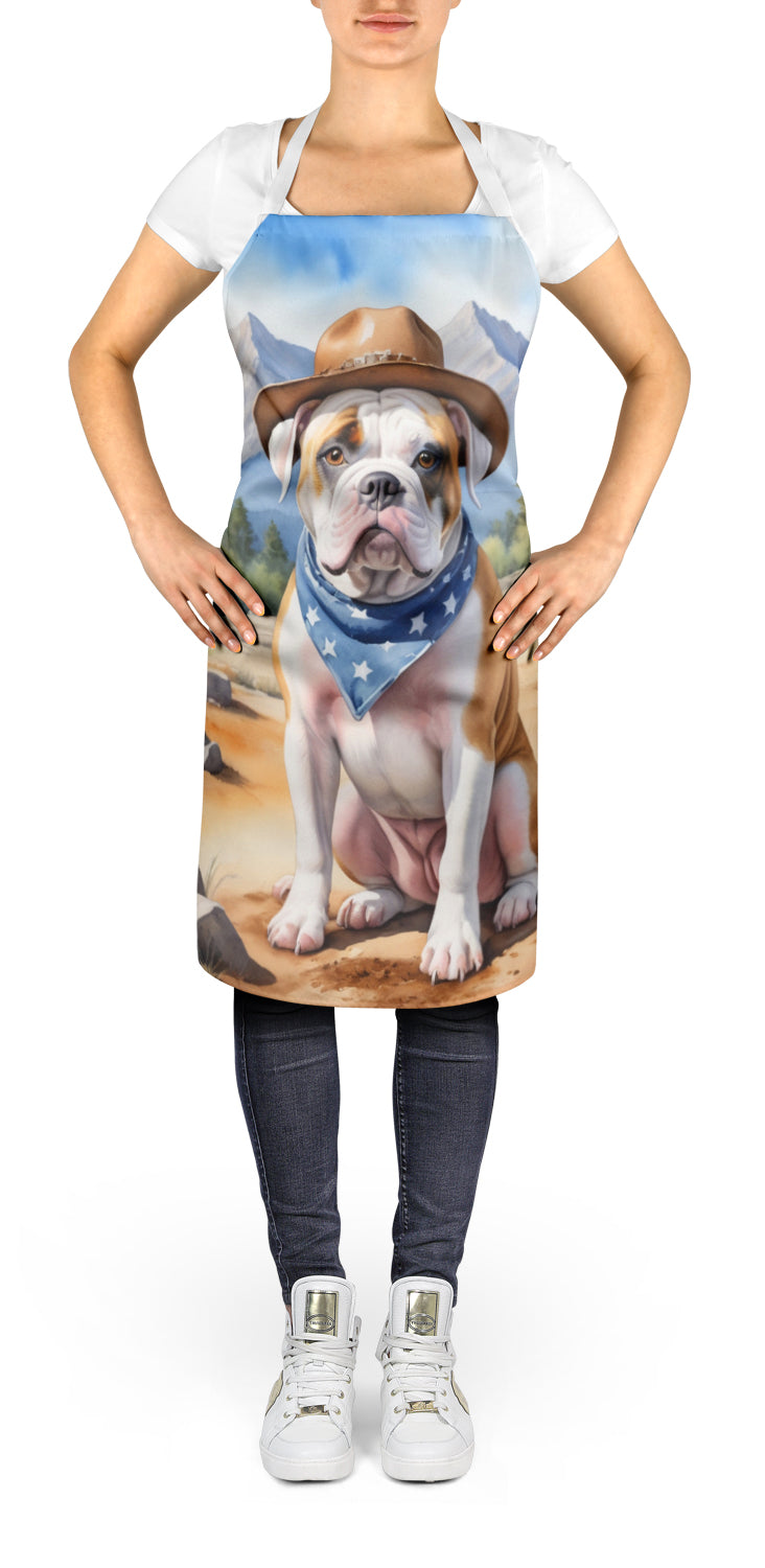 Caroline's Treasures American Bulldog Cowboy Welcome Apron – Artist-Designed Kitchen, BBQ & Craft Apron