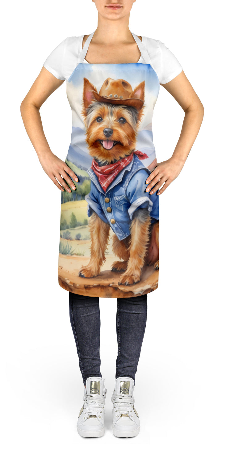 Caroline's Treasures Australian Terrier Cowboy Welcome Apron – Artist-Designed Kitchen, BBQ & Craft Apron