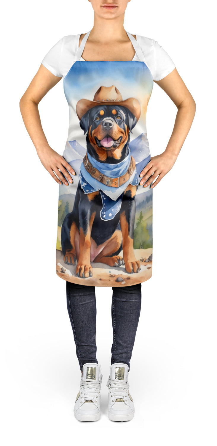 Caroline's Treasures Rottweiler Cowboy Welcome Apron – Artist-Designed Kitchen, BBQ & Craft Apron