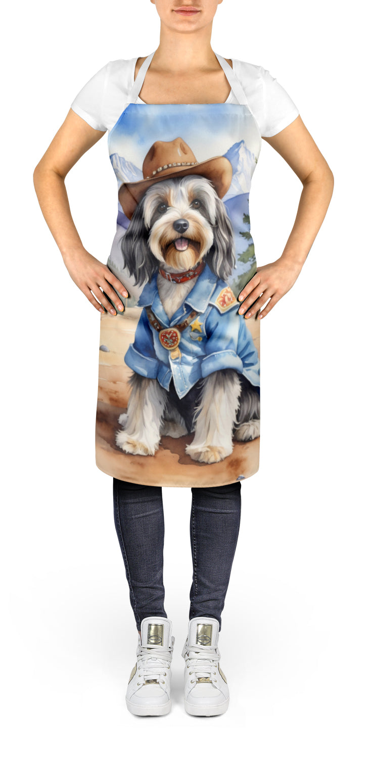 Caroline's Treasures Tibetan Terrier Cowboy Welcome Apron – Artist-Designed Kitchen, BBQ & Craft Apron