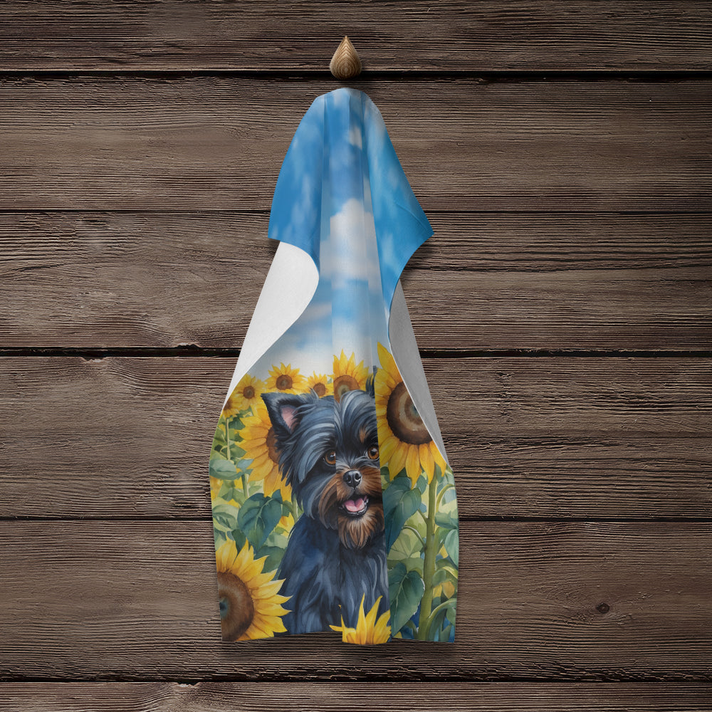 Affenpinscher in Sunflowers Kitchen Towel