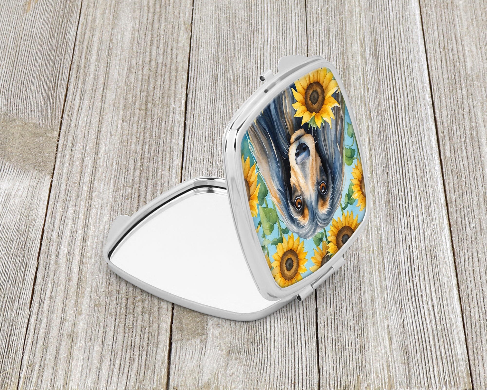 Afghan Hound in Sunflowers Compact Mirror