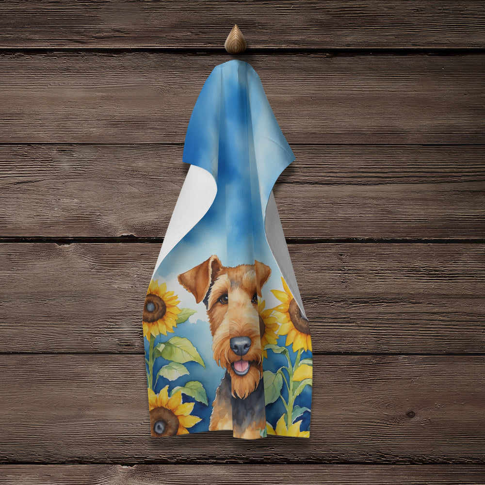 Airedale Terrier in Sunflowers Kitchen Towel