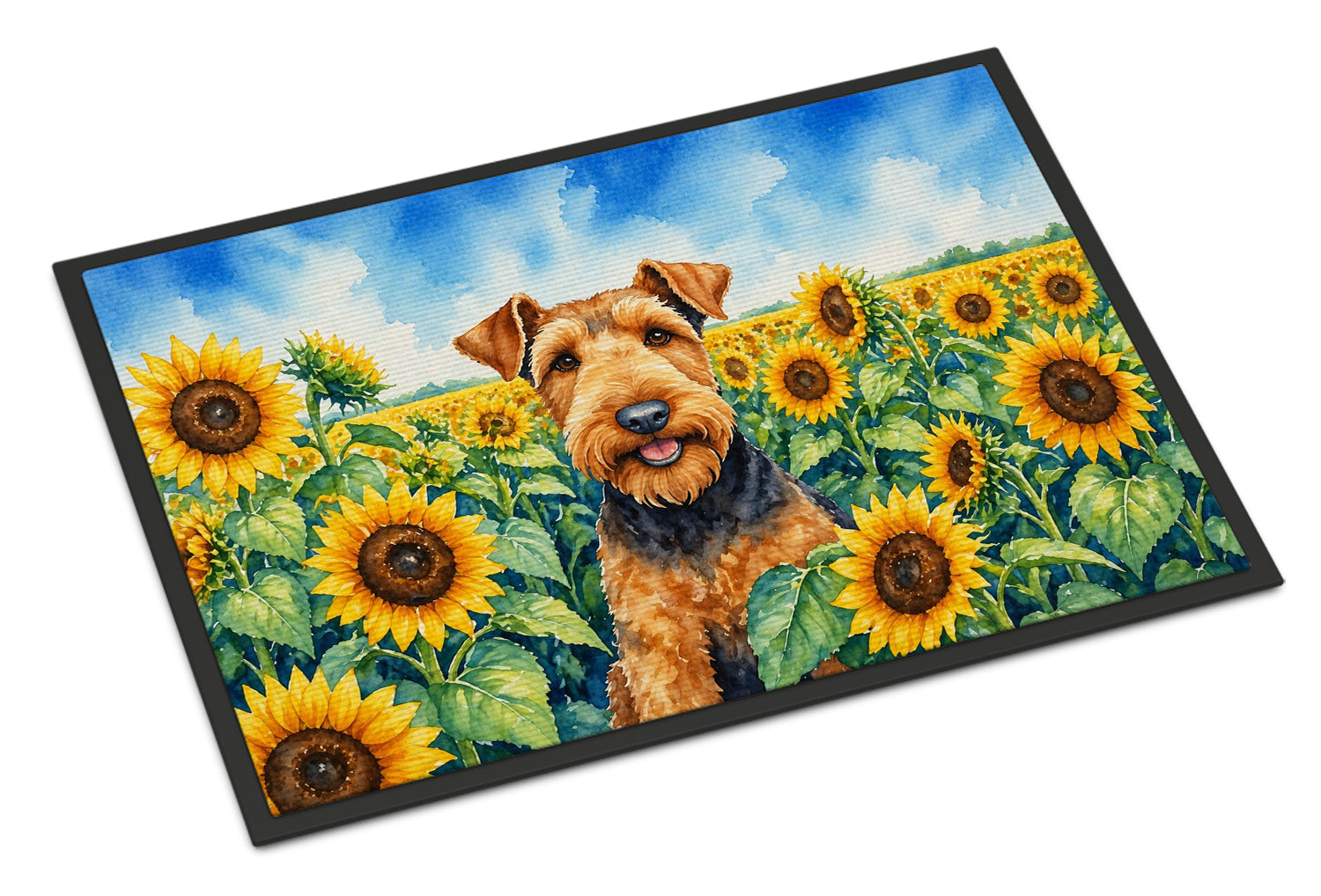 Buy this Airedale Terrier in Sunflowers Doormat