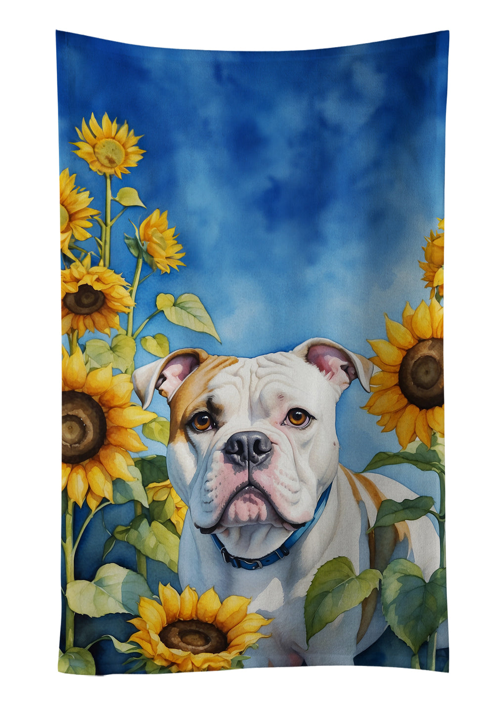 Buy this American Bulldog in Sunflowers Kitchen Towel