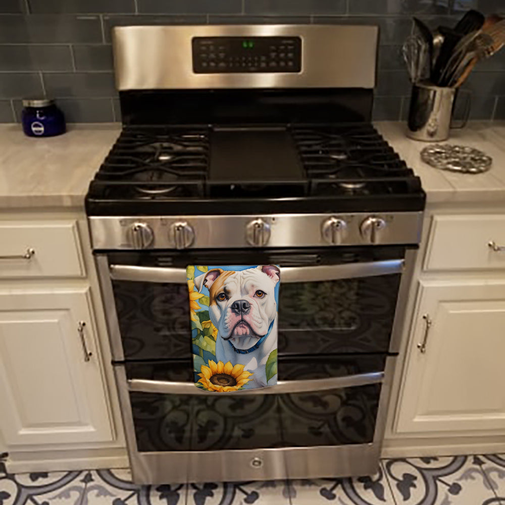American Bulldog in Sunflowers Kitchen Towel