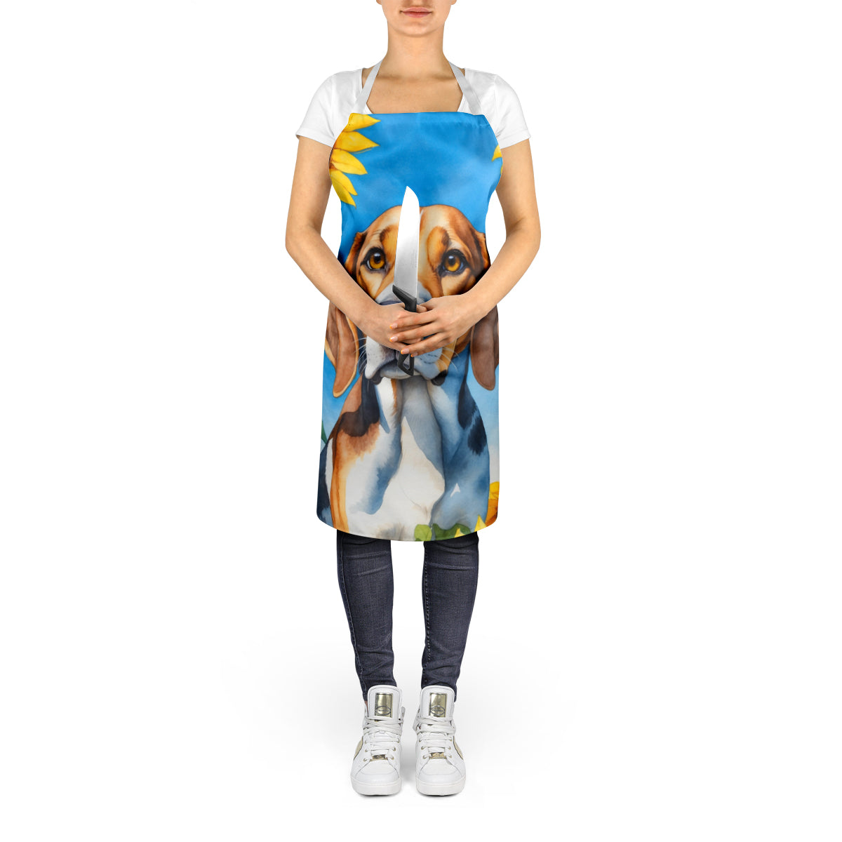 American Foxhound in Sunflowers Apron