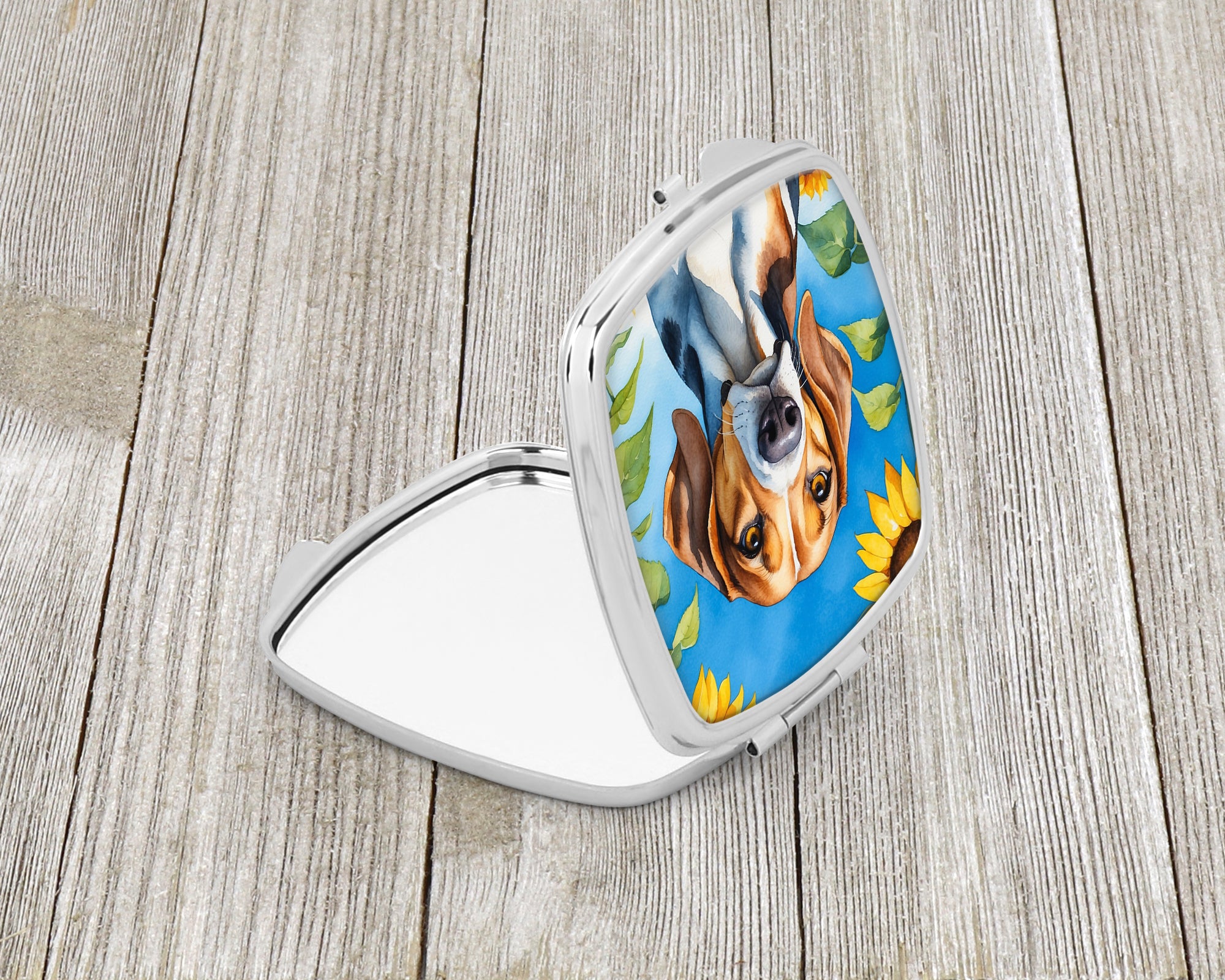 Buy this American Foxhound in Sunflowers Compact Mirror