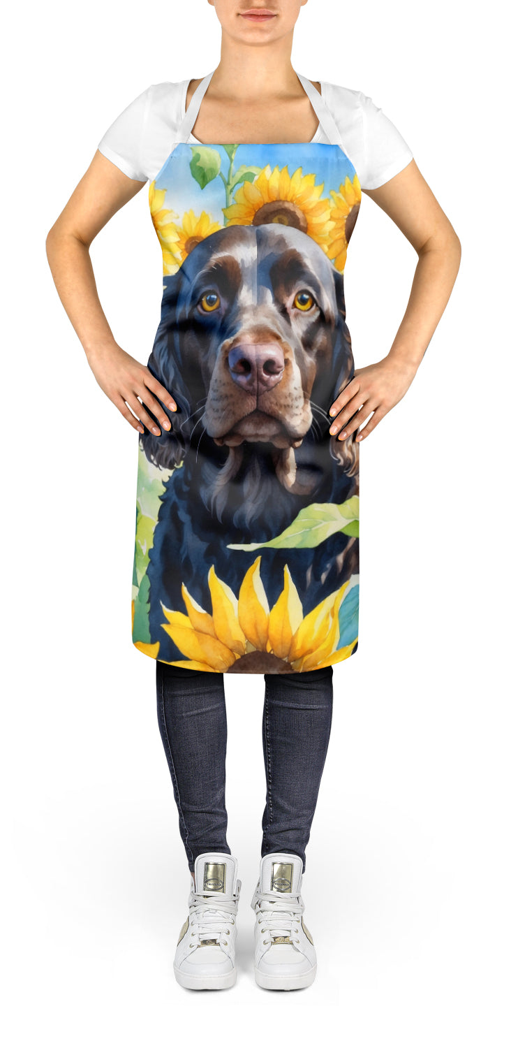 Caroline's Treasures American Water Spaniel in Sunflowers Apron – Artist-Designed Kitchen, BBQ & Craft Apron